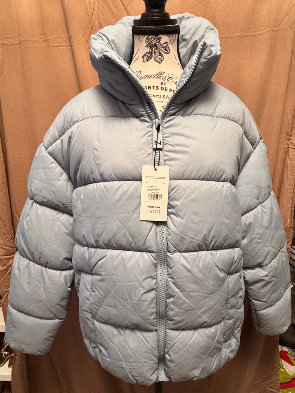 Noize Light Blue Women’s Jilly Box Puffer Jacket with High Collar